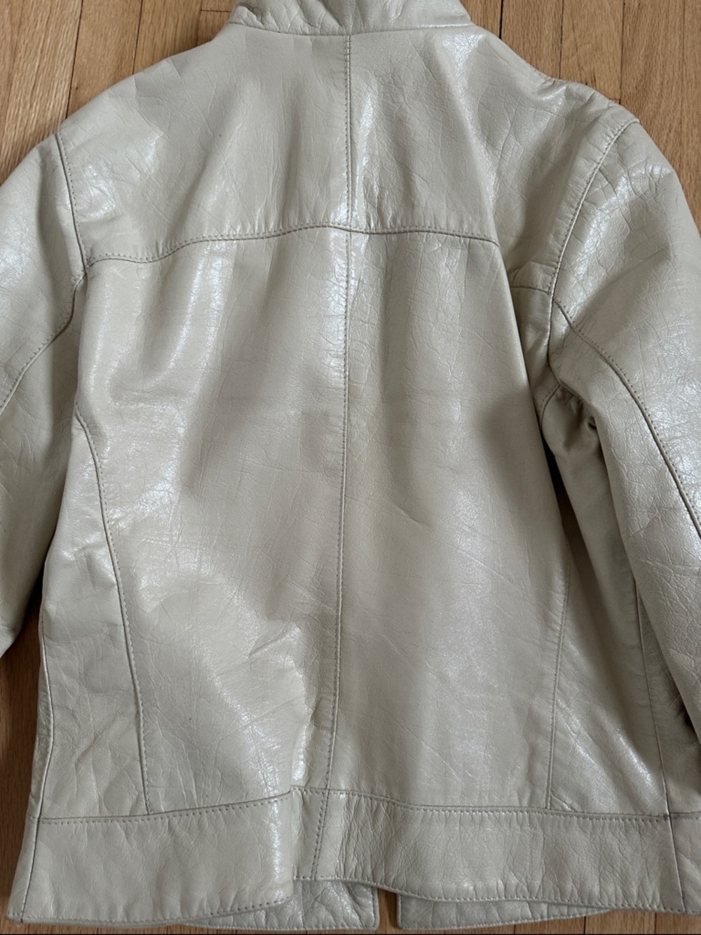 Vintage 90s Bod & Christensen cream leather moto jacket - Picture 11 of 14